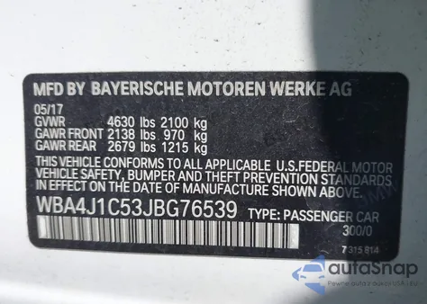 2018 BMW 430I Gran Coupe z USA, uszkodzony, nr VIN WBA4J1C53JBG76539